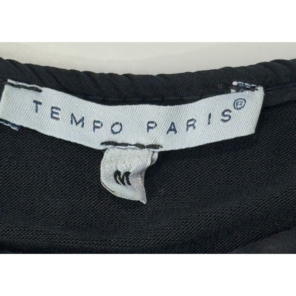 Tempo Paris Black Silk Sheer Ruffle Blouse Top Medium Made in Italy - Picture 7 of 10